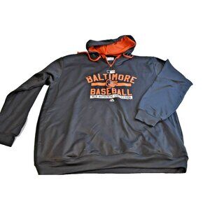 Baltimore Orioles Majestic Mens 2XLT Tall Hoodie Black/ Orange Baseball
